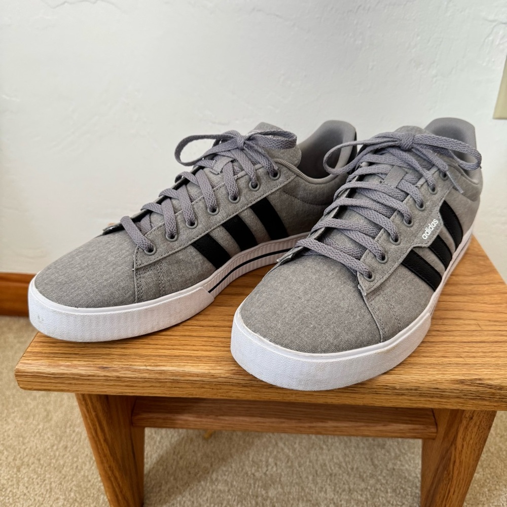 Adidas Men's Daily 3.0 light Gray, black, white skateboard Sneakers - Men’s 12